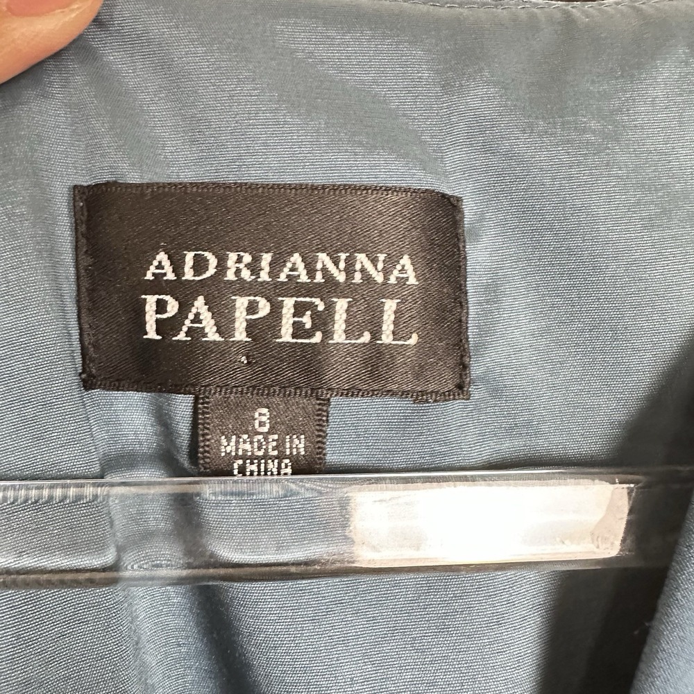 Adrianna Papell Teal Blue Tiered Dress Womens Sz 8 Cocktail Party Wedding Guest - Picture 6 of 7